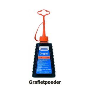 Grafietpoeder voor motorsloten, sloten, scharnieren en te gebruiken binnen- als buitenshuis.